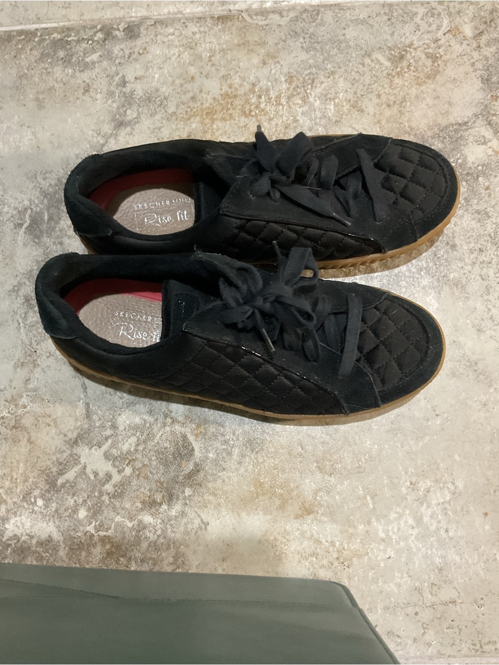 Skechers Black Quilted Lace-Up Sneakers with Gum Sole